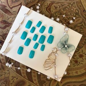 Turquoise Press-On Nails Set